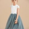 Flower Girl Dresses | A-line Scoop Tea-Length Lace/Tulle Flower Girl Dress As Picture – Girls