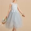 Flower Girl Dresses | A-line Scoop Tea-Length Lace/Tulle Flower Girl Dress As Picture – Girls