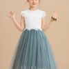 Flower Girl Dresses | A-line Scoop Tea-Length Lace/Tulle Flower Girl Dress As Picture – Girls