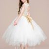 Flower Girl Dresses | A-line Scoop Tea-Length Lace/Tulle Flower Girl Dress Ivory – Girls