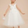 Flower Girl Dresses | A-line Scoop Tea-Length Lace/Tulle Flower Girl Dress Ivory – Girls