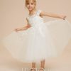 Flower Girl Dresses | A-line Scoop Tea-Length Lace/Tulle Flower Girl Dress Ivory – Girls