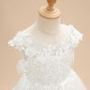 Flower Girl Dresses | A-line Scoop Tea-Length Lace/Tulle Flower Girl Dress Ivory – Girls