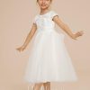 Flower Girl Dresses | A-line Scoop Tea-Length Lace/Tulle Flower Girl Dress Ivory – Girls