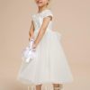 Flower Girl Dresses | A-line Scoop Tea-Length Lace/Tulle Flower Girl Dress Ivory – Girls