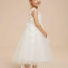 Flower Girl Dresses | A-line Scoop Tea-Length Lace/Tulle Flower Girl Dress Ivory – Girls