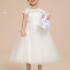 Flower Girl Dresses | A-line Scoop Tea-Length Lace/Tulle Flower Girl Dress Ivory – Girls