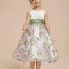 Flower Girl Dresses | A-line Scoop Tea-Length Organza/Satin Flower Girl Dress As Picture – Girls