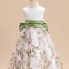 Flower Girl Dresses | A-line Scoop Tea-Length Organza/Satin Flower Girl Dress As Picture – Girls