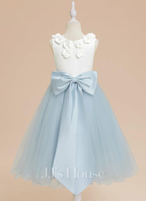 Flower Girl Dresses | A-line Scoop Tea-Length Satin/Tulle Flower Girl Dress As Picture – Girls