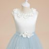 Flower Girl Dresses | A-line Scoop Tea-Length Satin/Tulle Flower Girl Dress As Picture – Girls