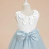 Flower Girl Dresses | A-line Scoop Tea-Length Satin/Tulle Flower Girl Dress As Picture – Girls