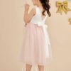 Flower Girl Dresses | A-line Scoop Tea-Length Satin/Tulle Flower Girl Dress Blushing Pink – Girls