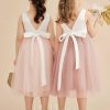 Flower Girl Dresses | A-line Scoop Tea-Length Satin/Tulle Flower Girl Dress Blushing Pink – Girls