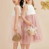 Flower Girl Dresses | A-line Scoop Tea-Length Satin/Tulle Flower Girl Dress Blushing Pink – Girls