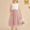 Flower Girl Dresses | A-line Scoop Tea-Length Satin/Tulle Flower Girl Dress Blushing Pink – Girls