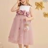 Flower Girl Dresses | A-line Scoop Tea-Length Satin/Tulle Flower Girl Dress Dusty Rose – Girls