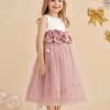 Flower Girl Dresses | A-line Scoop Tea-Length Satin/Tulle Flower Girl Dress Dusty Rose – Girls