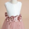 Flower Girl Dresses | A-line Scoop Tea-Length Satin/Tulle Flower Girl Dress Dusty Rose – Girls