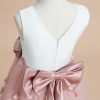 Flower Girl Dresses | A-line Scoop Tea-Length Satin/Tulle Flower Girl Dress Dusty Rose – Girls