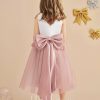 Flower Girl Dresses | A-line Scoop Tea-Length Satin/Tulle Flower Girl Dress Dusty Rose – Girls