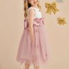 Flower Girl Dresses | A-line Scoop Tea-Length Satin/Tulle Flower Girl Dress Dusty Rose – Girls