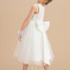 Flower Girl Dresses | A-line Scoop Tea-Length Satin/Tulle Flower Girl Dress Ivory – Girls