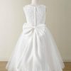 Flower Girl Dresses | A-line Scoop Tea-Length Satin/Tulle Flower Girl Dress Ivory – Girls