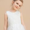 Flower Girl Dresses | A-line Scoop Tea-Length Satin/Tulle Flower Girl Dress Ivory – Girls