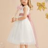 Flower Girl Dresses | A-line Scoop Tea-Length Tulle Flower Girl Dress Ivory – Girls