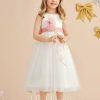 Flower Girl Dresses | A-line Scoop Tea-Length Tulle Flower Girl Dress Ivory – Girls