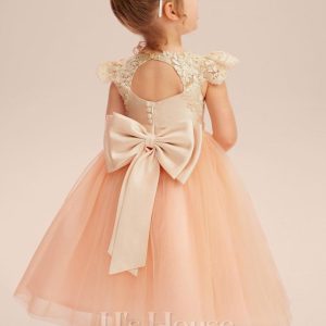 Flower Girl Dresses | A-line Scoop Tea-Length Tulle Flower Girl Dress Pearl Pink – Girls