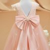 Flower Girl Dresses | A-line Scoop Tea-Length Tulle Flower Girl Dress Pearl Pink – Girls