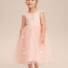 Flower Girl Dresses | A-line Scoop Tea-Length Tulle Flower Girl Dress Pearl Pink – Girls