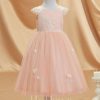 Flower Girl Dresses | A-line Scoop Tea-Length Tulle Flower Girl Dress Pearl Pink – Girls