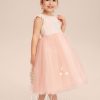 Flower Girl Dresses | A-line Scoop Tea-Length Tulle Flower Girl Dress Pearl Pink – Girls