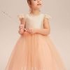 Flower Girl Dresses | A-line Scoop Tea-Length Tulle Flower Girl Dress Pearl Pink – Girls