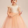 Flower Girl Dresses | A-line Scoop Tea-Length Tulle Flower Girl Dress Pearl Pink – Girls