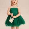 Flower Girl Dresses | A-line Square Detachable/Knee-Length Tulle Flower Girl Dress Dark Green – Girls