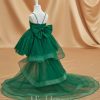 Flower Girl Dresses | A-line Square Detachable/Knee-Length Tulle Flower Girl Dress Dark Green – Girls