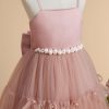 Flower Girl Dresses | A-line Square Floor-Length Satin/Tulle Flower Girl Dress Dusty Rose – Girls