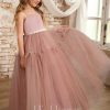 Flower Girl Dresses | A-line Square Floor-Length Satin/Tulle Flower Girl Dress Dusty Rose – Girls