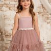 Flower Girl Dresses | A-line Square Floor-Length Satin/Tulle Flower Girl Dress Dusty Rose – Girls