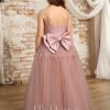 Flower Girl Dresses | A-line Square Floor-Length Satin/Tulle Flower Girl Dress Dusty Rose – Girls