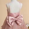 Flower Girl Dresses | A-line Square Floor-Length Satin/Tulle Flower Girl Dress Dusty Rose – Girls