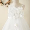 Flower Girl Dresses | A-line Square Knee-Length Satin Flower Girl Dress Ivory – Girls