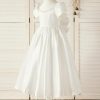 Flower Girl Dresses | A-line Sweetheart Tea-Length Satin Flower Girl Dress Ivory – Girls