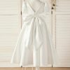 Flower Girl Dresses | A-line Sweetheart Tea-Length Satin Flower Girl Dress Ivory – Girls