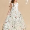 Flower Girl Dresses | A-line V-Neck Floor-Length Jacquard Flower Girl Dress As Picture – Girls