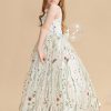 Flower Girl Dresses | A-line V-Neck Floor-Length Jacquard Flower Girl Dress As Picture – Girls